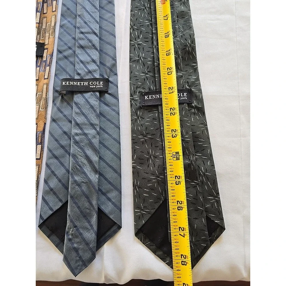 Vintage Kenneth Cole Reaction Silk Tie Lot of 3 Blue Green Tan‎ Men's